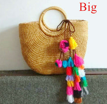 Load image into Gallery viewer, Handmade Beach Bag Straw Basket Totes Handbag