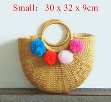 Load image into Gallery viewer, Handmade Beach Bag Straw Basket Totes Handbag
