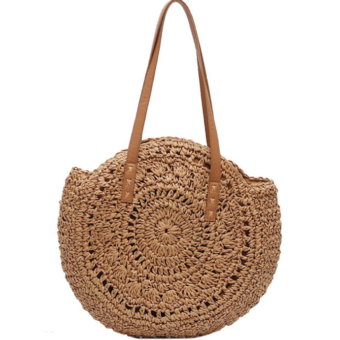 New Hollow out Round Straw Women Shoulder Bag