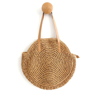 New Hollow out Round Straw Women Shoulder Bag